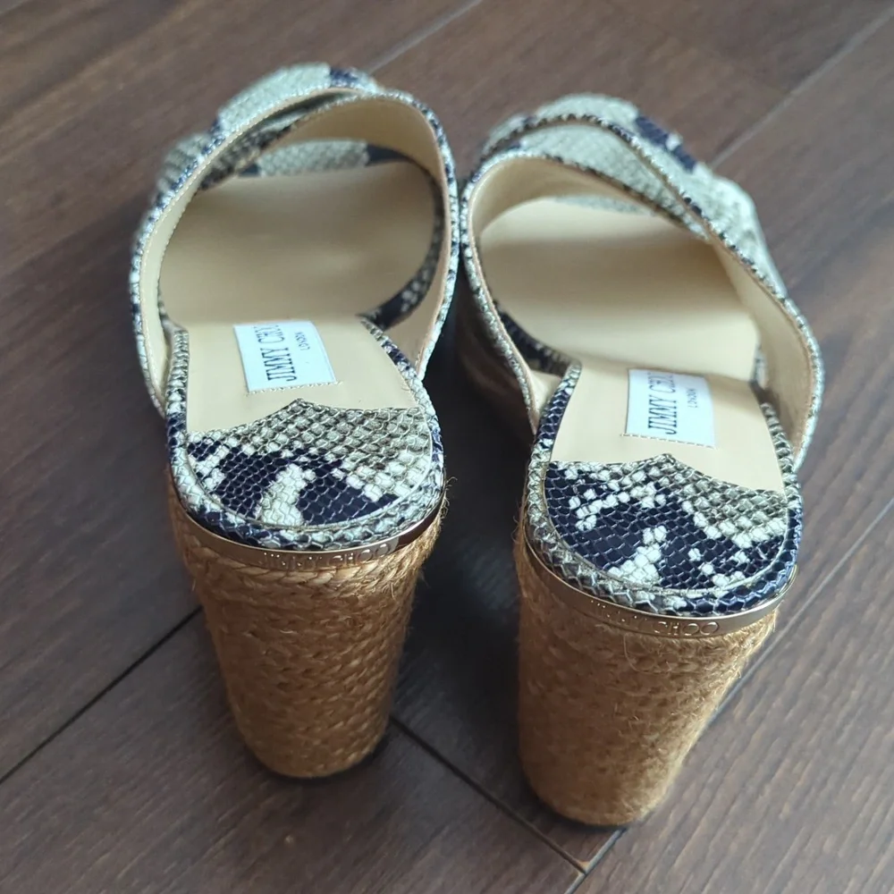 Jimmy Choo Snake Print Wedge Sandals - Picture 6 of 14